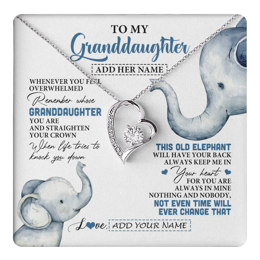 Forever Love Necklace 14K White Gold Finish | 1 | Personalized To My Granddaughter Gifts Necklace From Grandma Whenever Elephant Unique Birthday Gifts For Granddaughter Christmas Custom Gift Box Message Card | teecentury.myshopify