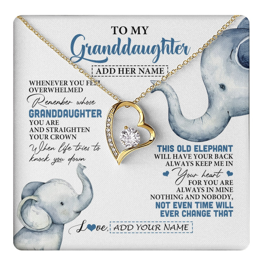 Forever Love Necklace 18K Yellow Gold Finish | 1 | Personalized To My Granddaughter Gifts Necklace From Grandma Whenever Elephant Unique Birthday Gifts For Granddaughter Christmas Custom Gift Box Message Card | teecentury.myshopify