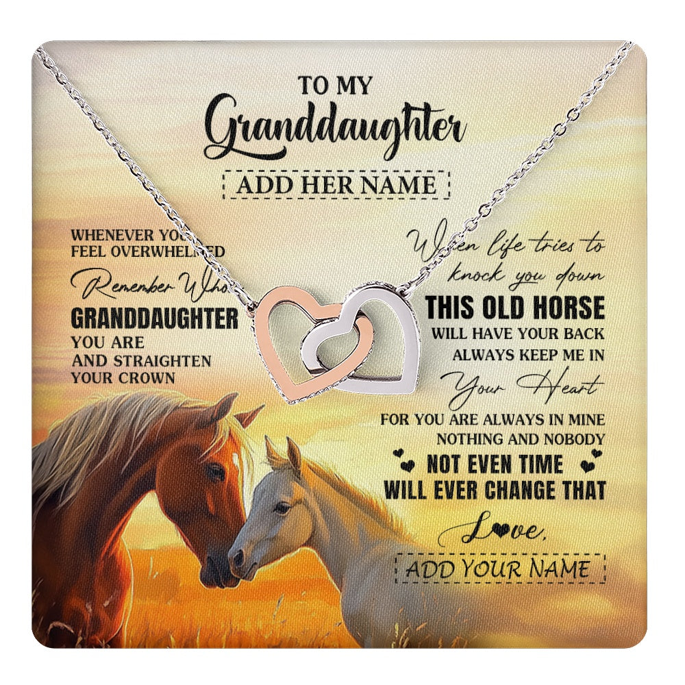 Interlocking Hearts Necklace Stainless Steel & Rose Gold Finish | 1 | Personalized To My Granddaughter Gifts Necklace From Grandma Whenever Horse Unique Birthday Gifts For Granddaughter Graduation Christmas Gift Box Message Card | teecentury.myshopify