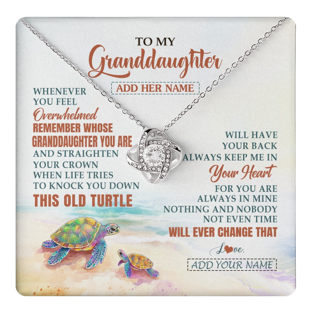 Love Knot Necklace 14K White Gold Finish | 1 | Personalized To My Granddaughter Gifts Necklace From Grandma Whenever Turtle Unique Birthday Gifts For Granddaughter Christmas Custom Gift Box Message Card | https://teecentury.