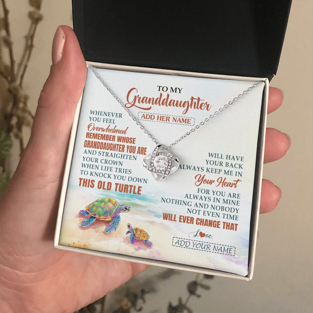 Love Knot Necklace 14K White Gold Finish | 2 | Personalized To My Granddaughter Gifts Necklace From Grandma Whenever Turtle Unique Birthday Gifts For Granddaughter Christmas Custom Gift Box Message Card | https://teecentury.