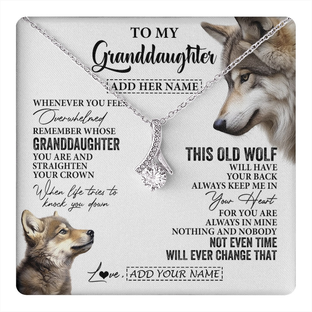 Alluring Beauty Necklace 14K White Gold Finish | 1 | Personalized To My Granddaughter Gifts Necklace From Grandma Whenever Wolf Unique Birthday For Granddaughter Graduation Christmas Custom Gift Box Message Card | https://teecentury.