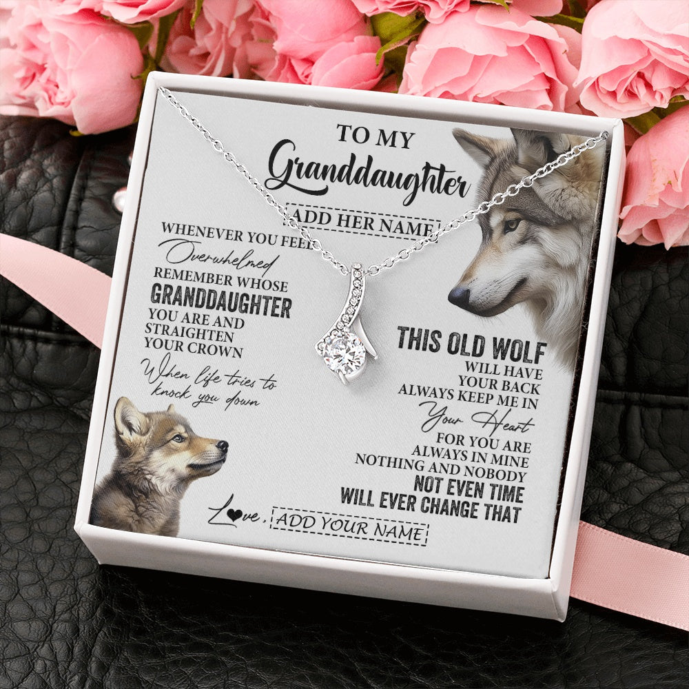Alluring Beauty Necklace 14K White Gold Finish | 2 | Personalized To My Granddaughter Gifts Necklace From Grandma Whenever Wolf Unique Birthday For Granddaughter Graduation Christmas Custom Gift Box Message Card | https://teecentury.
