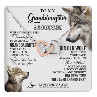 Interlocking Hearts Necklace Stainless Steel & Rose Gold Finish | 1 | Personalized To My Granddaughter Gifts Necklace From Grandma Whenever Wolf Unique Birthday For Granddaughter Graduation Christmas Custom Gift Box Message Card | https://teecentury.