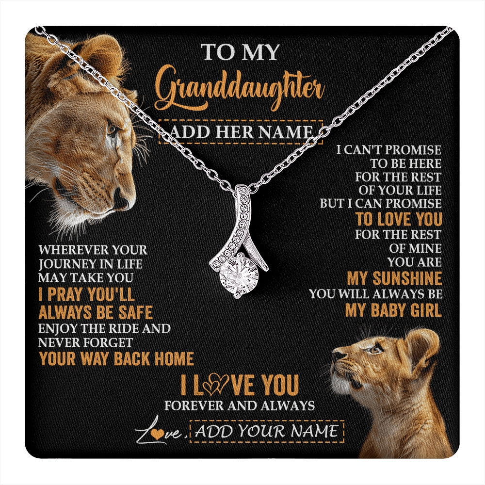 Alluring Beauty Necklace 14K White Gold Finish | 1 | Personalized To My Granddaughter Gifts Necklace From Grandma Wherever Your Journey In Life Lion Granddaughter Birthday Gifts Christmas Gift Box Message Card | https://teecentury.