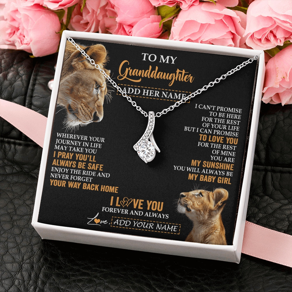 Alluring Beauty Necklace 14K White Gold Finish | 2 | Personalized To My Granddaughter Gifts Necklace From Grandma Wherever Your Journey In Life Lion Granddaughter Birthday Gifts Christmas Gift Box Message Card | https://teecentury.