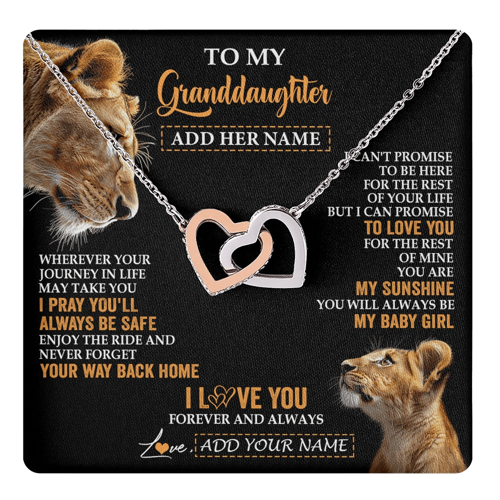 Interlocking Hearts Necklace Stainless Steel & Rose Gold Finish | 1 | Personalized To My Granddaughter Gifts Necklace From Grandma Wherever Your Journey In Life Lion Granddaughter Birthday Gifts Christmas Gift Box Message Card | https://teecentury.