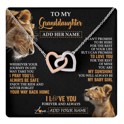 Interlocking Hearts Necklace Stainless Steel & Rose Gold Finish | 1 | Personalized To My Granddaughter Gifts Necklace From Grandma Wherever Your Journey In Life Lion Granddaughter Birthday Gifts Christmas Gift Box Message Card | https://teecentury.