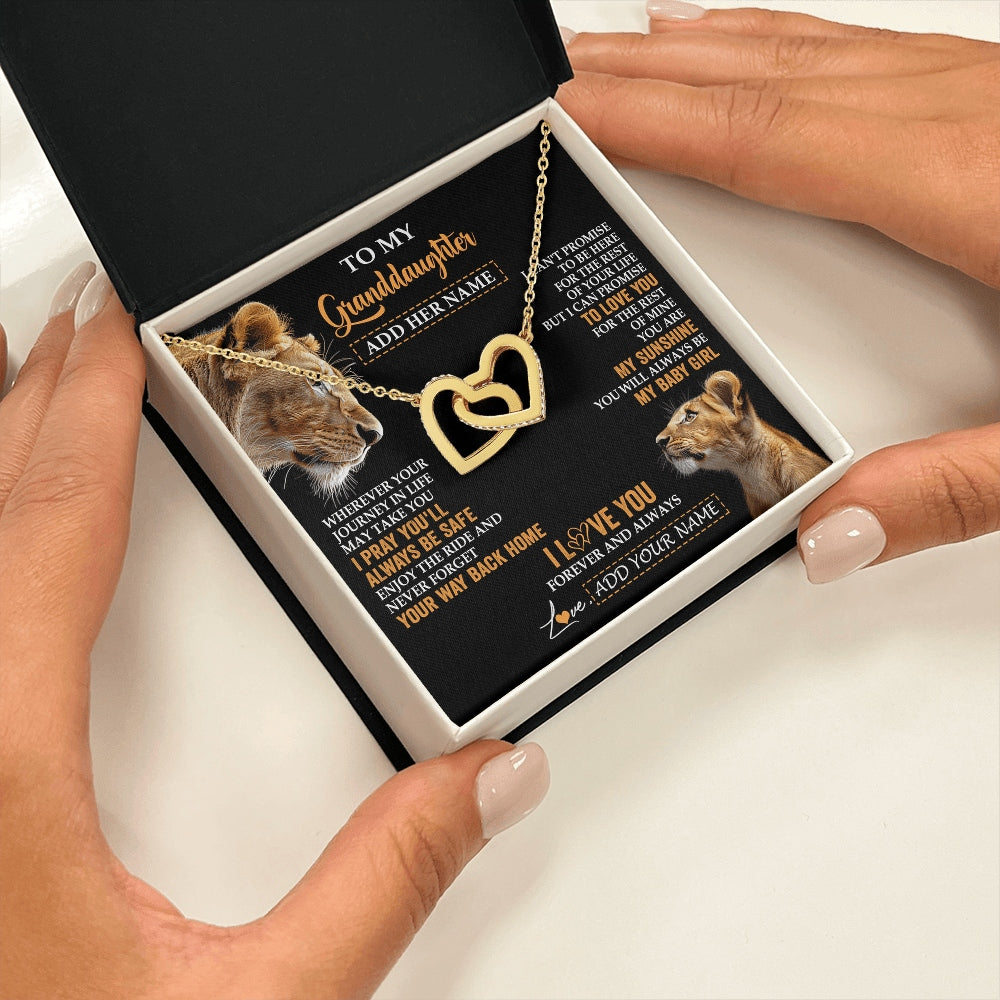 Interlocking Hearts Necklace 18K Yellow Gold Finish | 2 | Personalized To My Granddaughter Gifts Necklace From Grandma Wherever Your Journey In Life Lion Granddaughter Birthday Gifts Christmas Gift Box Message Card | https://teecentury.