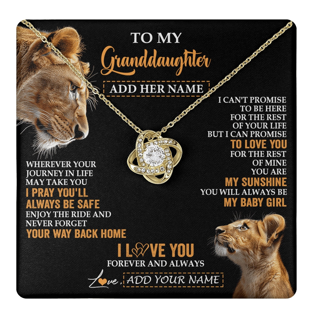 Love Knot Necklace 18K Yellow Gold Finish | 1 | Personalized To My Granddaughter Gifts Necklace From Grandma Wherever Your Journey In Life Lion Granddaughter Birthday Gifts Christmas Gift Box Message Card | https://teecentury.