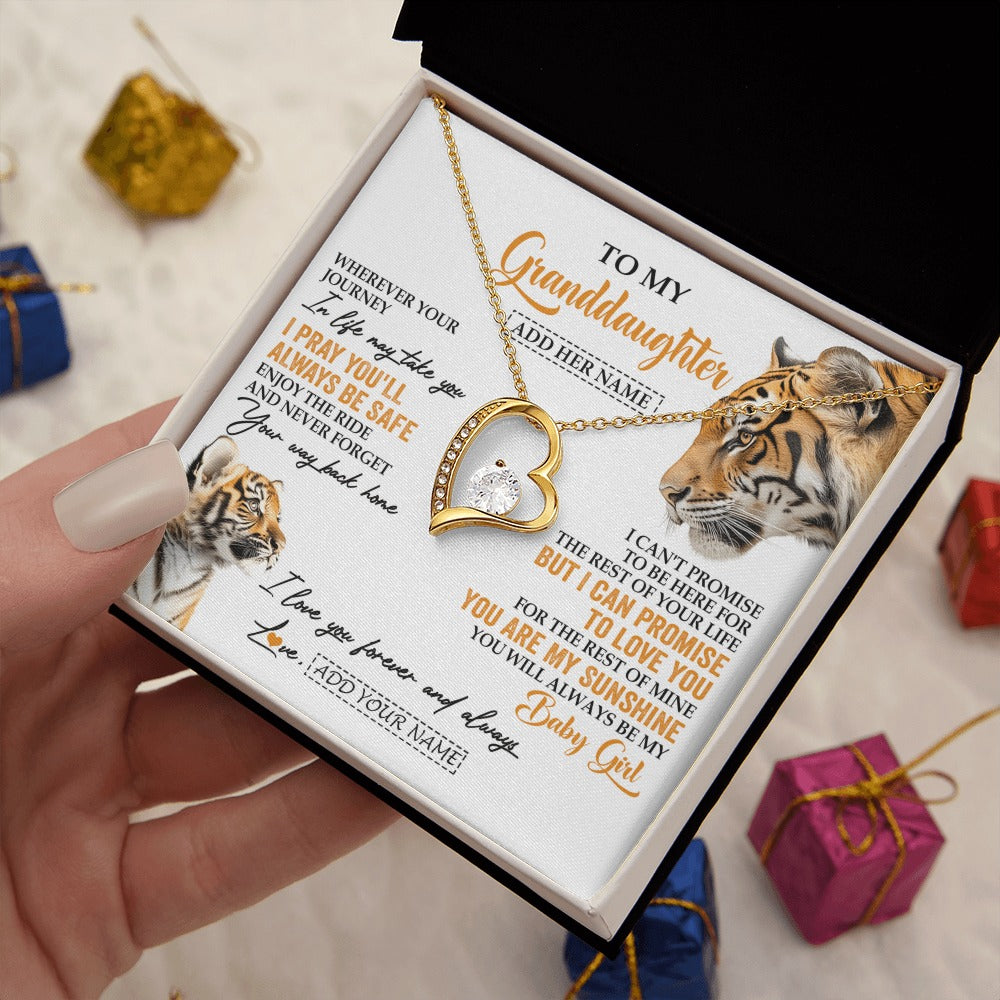 Forever Love Necklace 18K Yellow Gold Finish | 2 | Personalized To My Granddaughter Gifts Necklace From Grandma Wherever Your Journey In Life Tiger Granddaughter Birthday Gifts Custom Gift Box Message Card | https://teecentury.