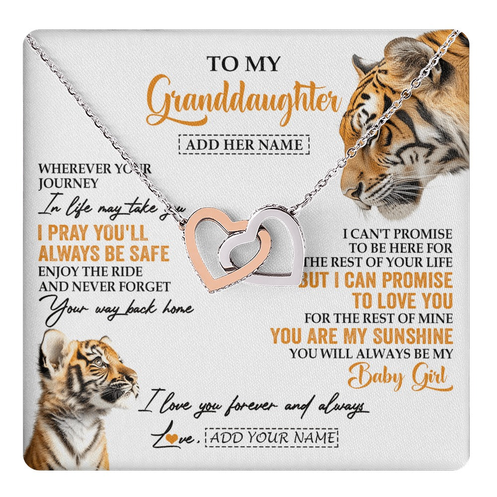 Interlocking Hearts Necklace Stainless Steel & Rose Gold Finish | 1 | Personalized To My Granddaughter Gifts Necklace From Grandma Wherever Your Journey In Life Tiger Granddaughter Birthday Gifts Custom Gift Box Message Card | https://teecentury.