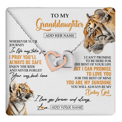 Interlocking Hearts Necklace Stainless Steel & Rose Gold Finish | 1 | Personalized To My Granddaughter Gifts Necklace From Grandma Wherever Your Journey In Life Tiger Granddaughter Birthday Gifts Custom Gift Box Message Card | https://teecentury.