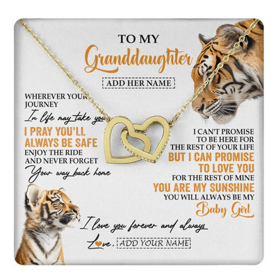 Interlocking Hearts Necklace 18K Yellow Gold Finish | 1 | Personalized To My Granddaughter Gifts Necklace From Grandma Wherever Your Journey In Life Tiger Granddaughter Birthday Gifts Custom Gift Box Message Card | https://teecentury.