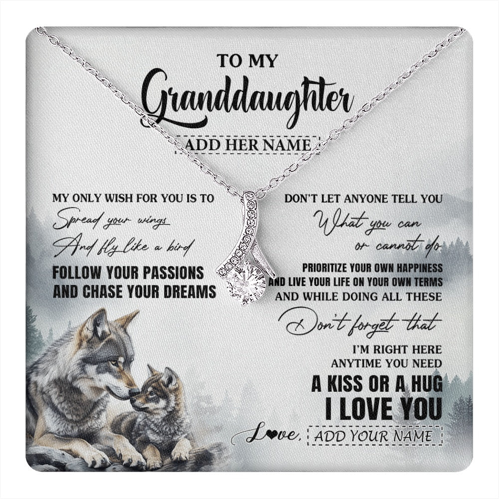 Alluring Beauty Necklace 14K White Gold Finish | 1 | Personalized To My Granddaughter Gifts Necklace From Grandma Wolf My Only Wish For You Granddaughter Birthday Gifts Graduation Christmas Gift Box Message Card | https://teecentury.