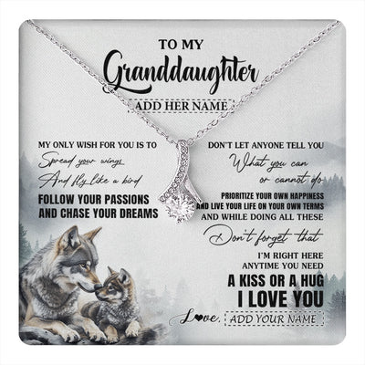 Alluring Beauty Necklace 14K White Gold Finish | 1 | Personalized To My Granddaughter Gifts Necklace From Grandma Wolf My Only Wish For You Granddaughter Birthday Gifts Graduation Christmas Gift Box Message Card | https://teecentury.