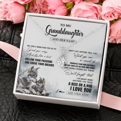 Alluring Beauty Necklace 14K White Gold Finish | 2 | Personalized To My Granddaughter Gifts Necklace From Grandma Wolf My Only Wish For You Granddaughter Birthday Gifts Graduation Christmas Gift Box Message Card | https://teecentury.