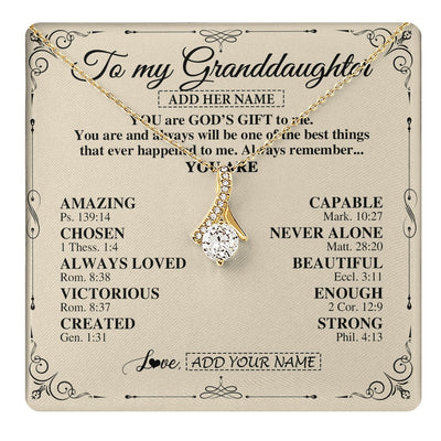 Alluring Beauty Necklace 18K Yellow Gold Finish | 1 | Personalized To My Granddaughter Gifts Necklace From Grandma You Are God's Gift To Me Granddaughter Birthday Gifts Christmas Christian Gift Box Message Card | https://teecentury.