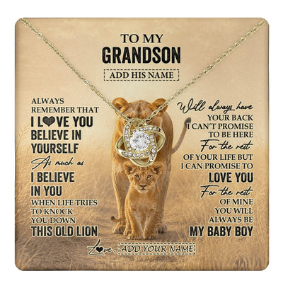 Love Knot Necklace 18K Yellow Gold Finish | 1 | Personalized To My Granddaughter Gifts Necklace From Grandpa Always Remember Lion Gifts For Granddaughter Birthday Graduation Christmas Gift Box Message Card | https://teecentury.