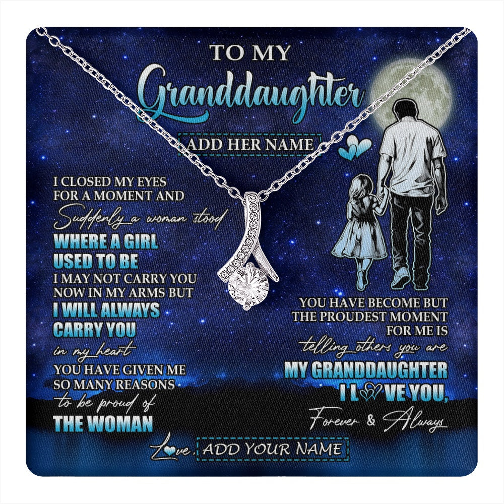 Alluring Beauty Necklace 14K White Gold Finish | 1 | Personalized To My Granddaughter Gifts Necklace From Grandpa I Closed My Eyes For A Moment Granddaughter Birthday Graduation Christmas Gift Box Message Card | teecentury.myshopify