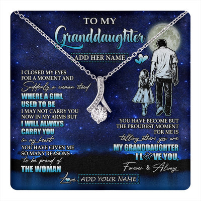 Alluring Beauty Necklace 14K White Gold Finish | 1 | Personalized To My Granddaughter Gifts Necklace From Grandpa I Closed My Eyes For A Moment Granddaughter Birthday Graduation Christmas Gift Box Message Card | teecentury.myshopify