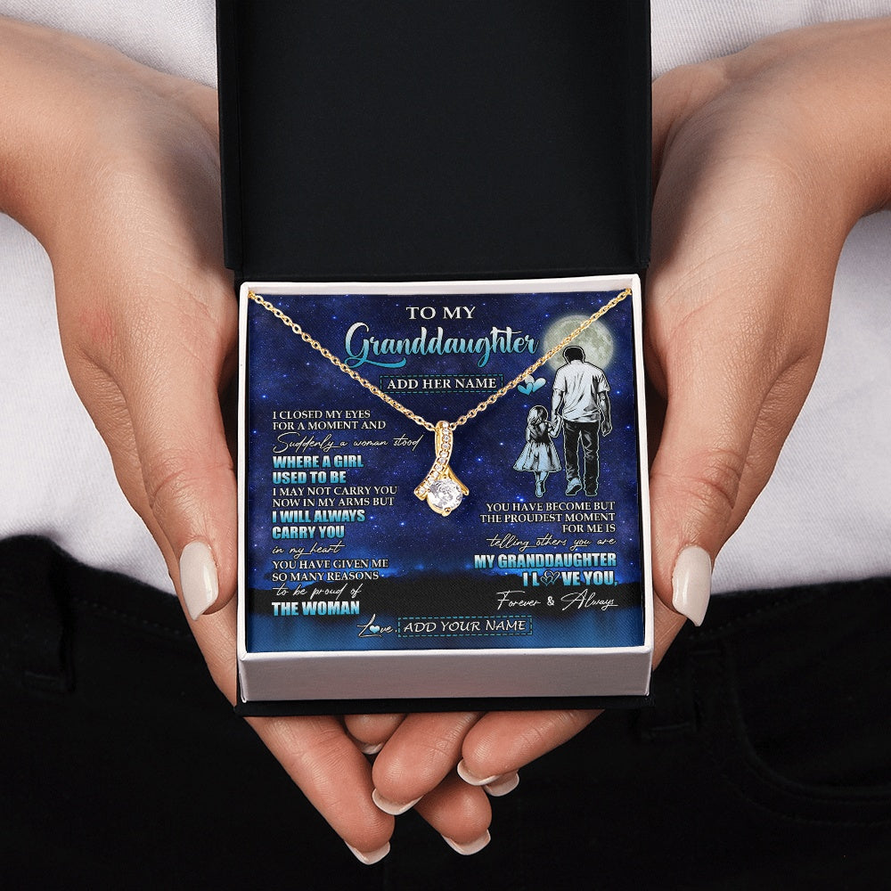 Alluring Beauty Necklace 18K Yellow Gold Finish | 2 | Personalized To My Granddaughter Gifts Necklace From Grandpa I Closed My Eyes For A Moment Granddaughter Birthday Graduation Christmas Gift Box Message Card | teecentury.myshopify