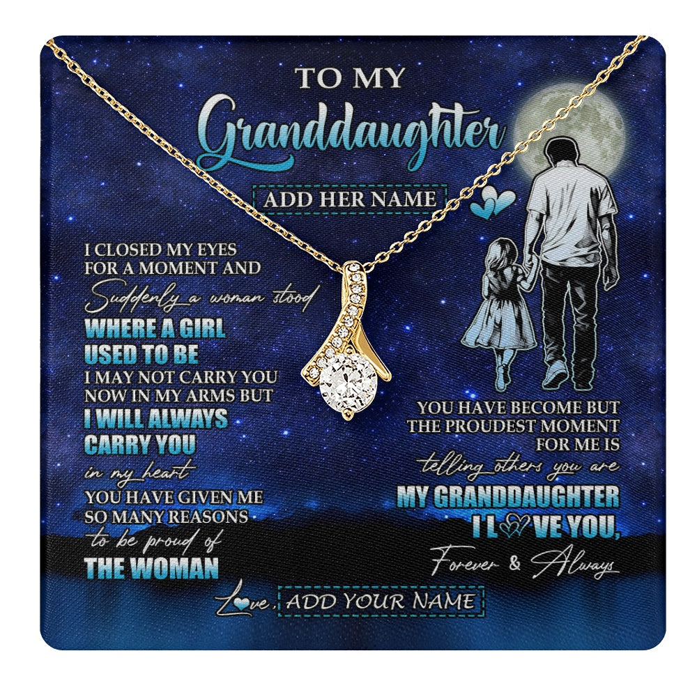 Alluring Beauty Necklace 18K Yellow Gold Finish | 1 | Personalized To My Granddaughter Gifts Necklace From Grandpa I Closed My Eyes For A Moment Granddaughter Birthday Graduation Christmas Gift Box Message Card | teecentury.myshopify
