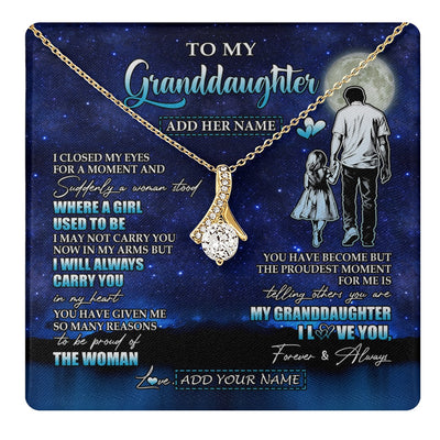 Alluring Beauty Necklace 18K Yellow Gold Finish | 1 | Personalized To My Granddaughter Gifts Necklace From Grandpa I Closed My Eyes For A Moment Granddaughter Birthday Graduation Christmas Gift Box Message Card | teecentury.myshopify