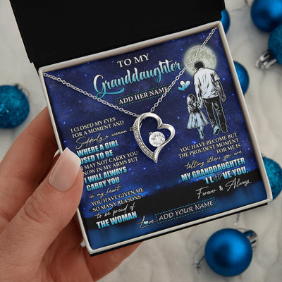 Forever Love Necklace 14K White Gold Finish | 2 | Personalized To My Granddaughter Gifts Necklace From Grandpa I Closed My Eyes For A Moment Granddaughter Birthday Graduation Christmas Gift Box Message Card | teecentury.myshopify