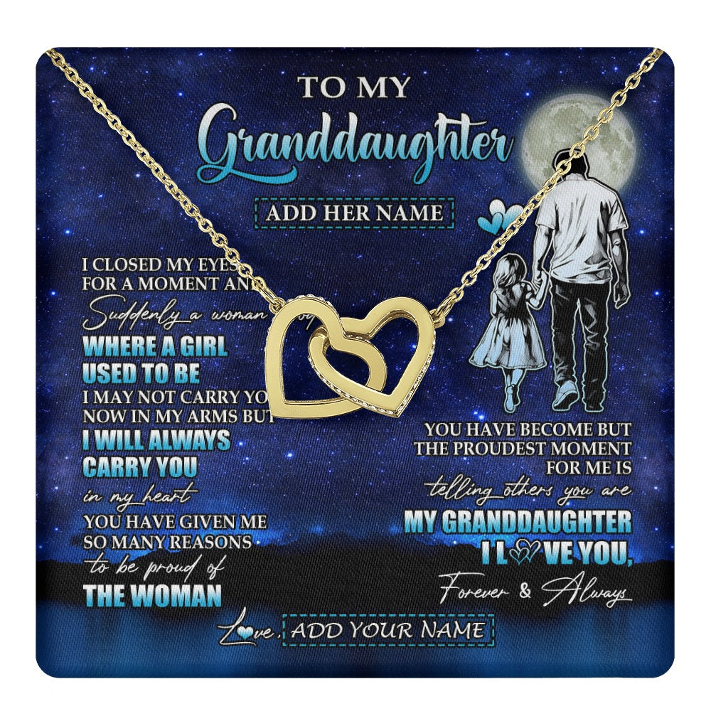 Interlocking Hearts Necklace 18K Yellow Gold Finish | 1 | Personalized To My Granddaughter Gifts Necklace From Grandpa I Closed My Eyes For A Moment Granddaughter Birthday Graduation Christmas Gift Box Message Card | teecentury.myshopify