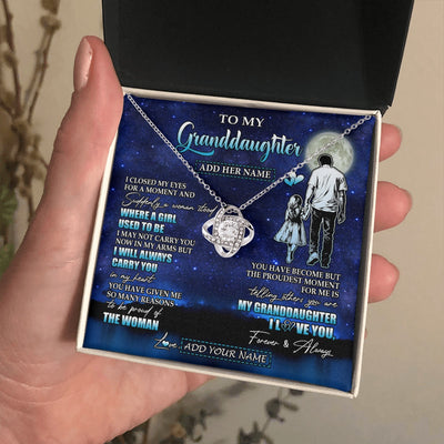 Love Knot Necklace 14K White Gold Finish | 2 | Personalized To My Granddaughter Gifts Necklace From Grandpa I Closed My Eyes For A Moment Granddaughter Birthday Graduation Christmas Gift Box Message Card | teecentury.myshopify