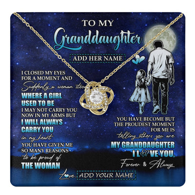 Love Knot Necklace 18K Yellow Gold Finish | 1 | Personalized To My Granddaughter Gifts Necklace From Grandpa I Closed My Eyes For A Moment Granddaughter Birthday Graduation Christmas Gift Box Message Card | teecentury.myshopify