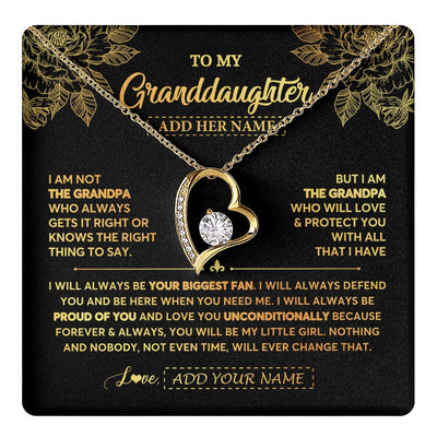 Forever Love Necklace 18K Yellow Gold Finish | 1 | Personalized To My Granddaughter Gifts Necklace From Grandpa Meaningful Family Jewelry Birthday Gifts For Granddaughter Christmas Custom Gift Box Message Card | https://teecentury.