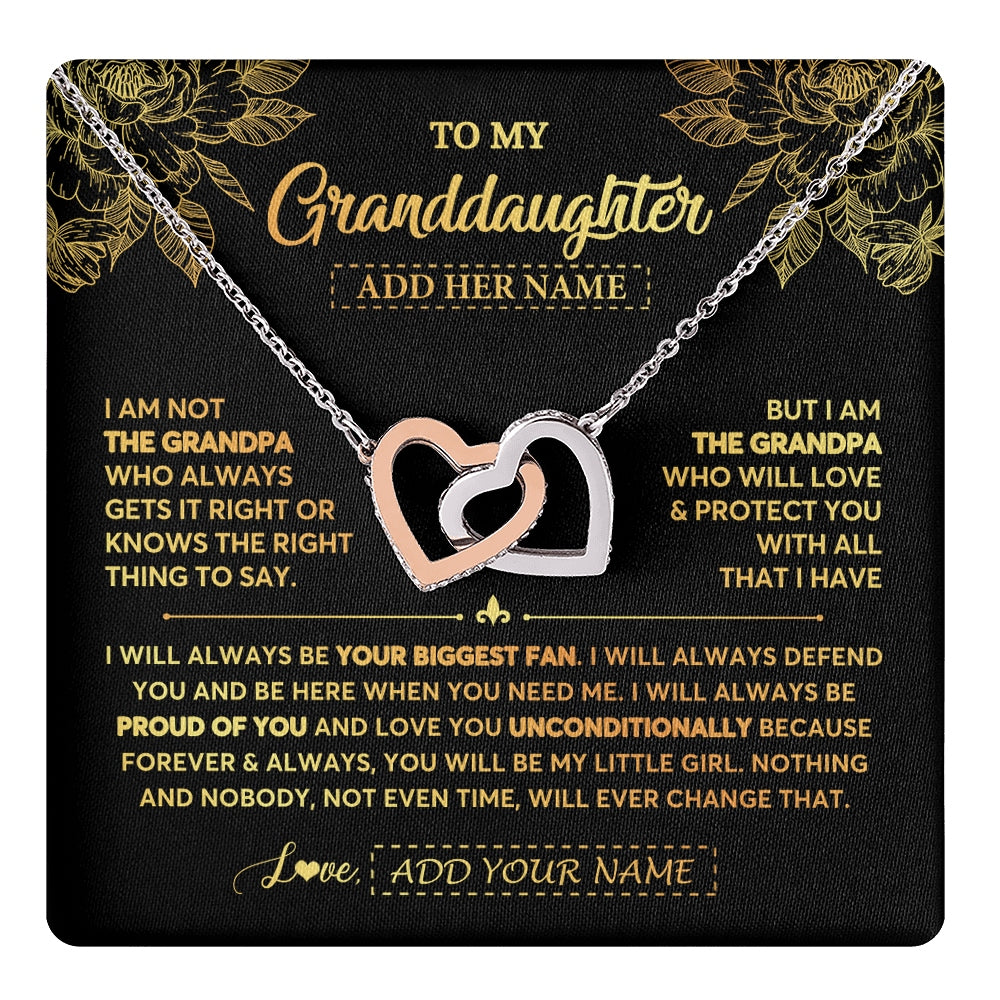 Interlocking Hearts Necklace Stainless Steel & Rose Gold Finish | 1 | Personalized To My Granddaughter Gifts Necklace From Grandpa Meaningful Family Jewelry Birthday Gifts For Granddaughter Christmas Custom Gift Box Message Card | https://teecentury.