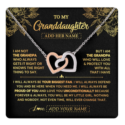 Interlocking Hearts Necklace Stainless Steel & Rose Gold Finish | 1 | Personalized To My Granddaughter Gifts Necklace From Grandpa Meaningful Family Jewelry Birthday Gifts For Granddaughter Christmas Custom Gift Box Message Card | https://teecentury.