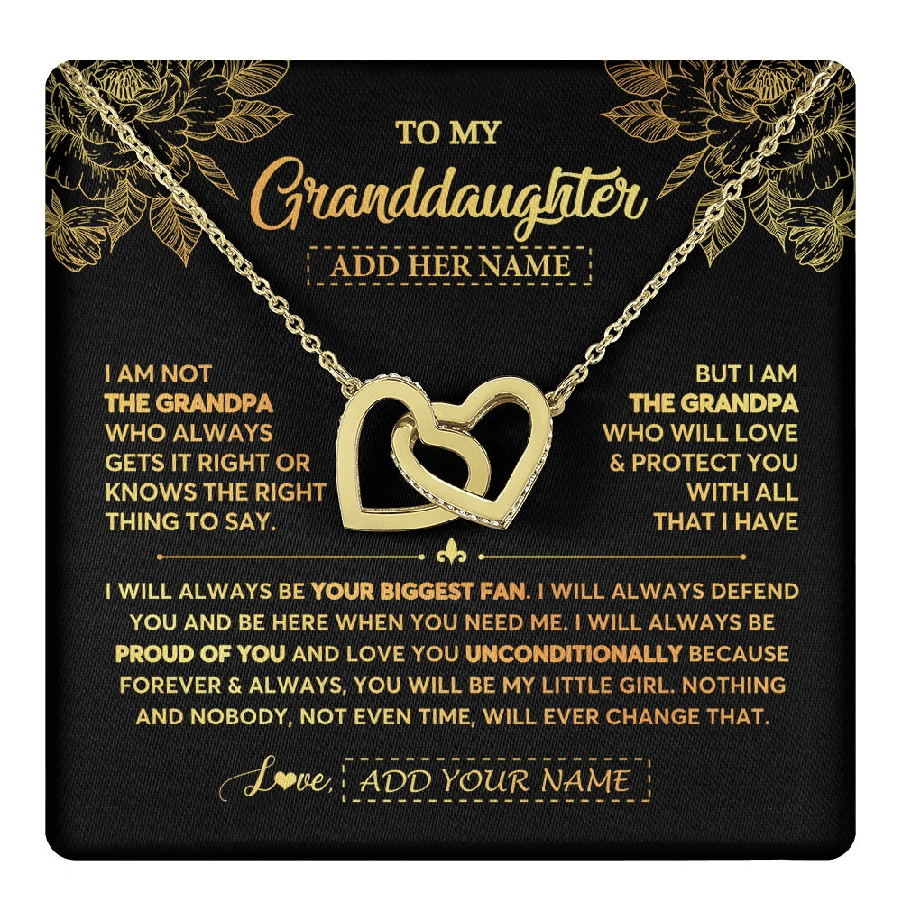 Interlocking Hearts Necklace 18K Yellow Gold Finish | 1 | Personalized To My Granddaughter Gifts Necklace From Grandpa Meaningful Family Jewelry Birthday Gifts For Granddaughter Christmas Custom Gift Box Message Card | https://teecentury.