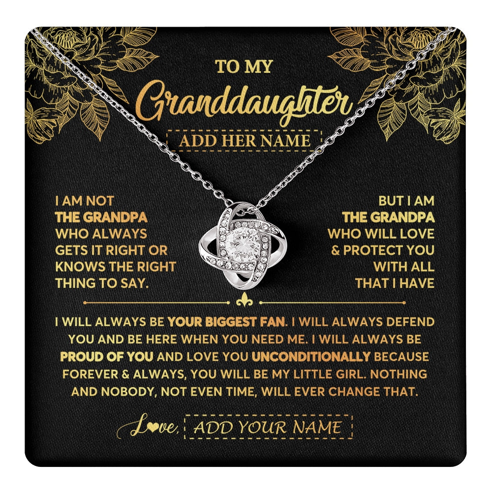 Love Knot Necklace 14K White Gold Finish | 1 | Personalized To My Granddaughter Gifts Necklace From Grandpa Meaningful Family Jewelry Birthday Gifts For Granddaughter Christmas Custom Gift Box Message Card | https://teecentury.