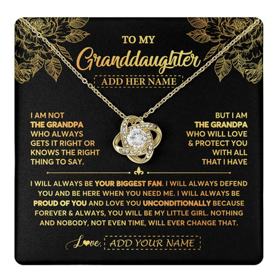 Love Knot Necklace 18K Yellow Gold Finish | 1 | Personalized To My Granddaughter Gifts Necklace From Grandpa Meaningful Family Jewelry Birthday Gifts For Granddaughter Christmas Custom Gift Box Message Card | https://teecentury.