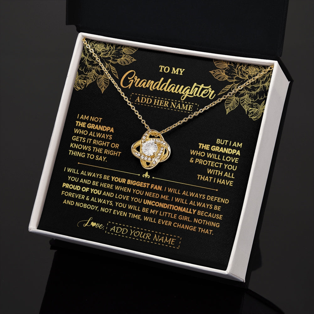 Love Knot Necklace 18K Yellow Gold Finish | 2 | Personalized To My Granddaughter Gifts Necklace From Grandpa Meaningful Family Jewelry Birthday Gifts For Granddaughter Christmas Custom Gift Box Message Card | https://teecentury.