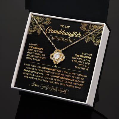 Love Knot Necklace 18K Yellow Gold Finish | 2 | Personalized To My Granddaughter Gifts Necklace From Grandpa Meaningful Family Jewelry Birthday Gifts For Granddaughter Christmas Custom Gift Box Message Card | https://teecentury.