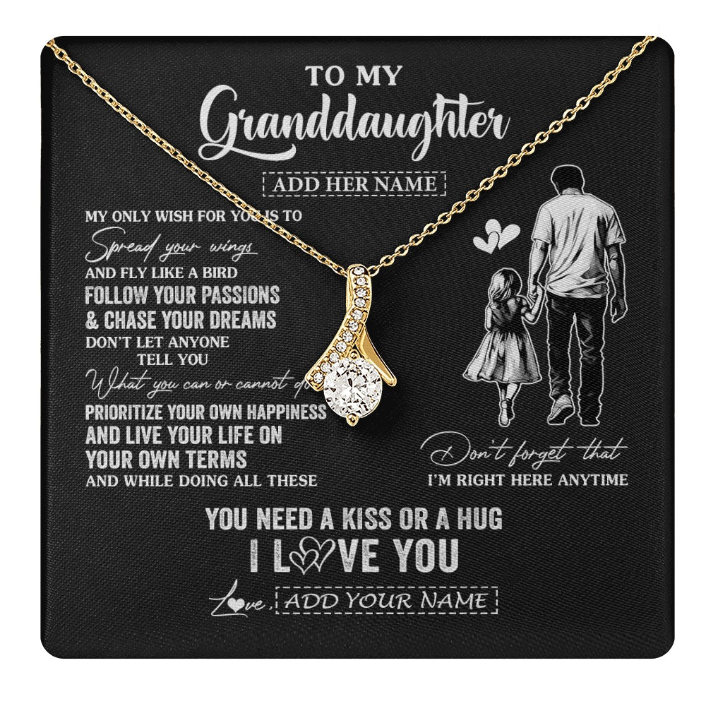 Alluring Beauty Necklace 18K Yellow Gold Finish | 1 | Personalized To My Granddaughter Gifts Necklace From Grandpa Papa My Only Wish For You Granddaughter Birthday Gifts Graduation Christmas Gift Box Message Card | teecentury.myshopify