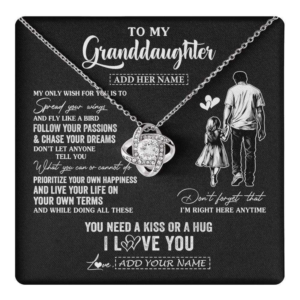Love Knot Necklace 14K White Gold Finish | 1 | Personalized To My Granddaughter Gifts Necklace From Grandpa Papa My Only Wish For You Granddaughter Birthday Gifts Graduation Christmas Gift Box Message Card | teecentury.myshopify