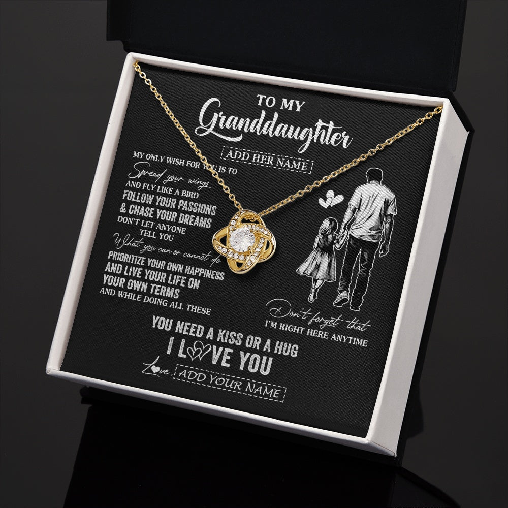 Love Knot Necklace 18K Yellow Gold Finish | 2 | Personalized To My Granddaughter Gifts Necklace From Grandpa Papa My Only Wish For You Granddaughter Birthday Gifts Graduation Christmas Gift Box Message Card | teecentury.myshopify