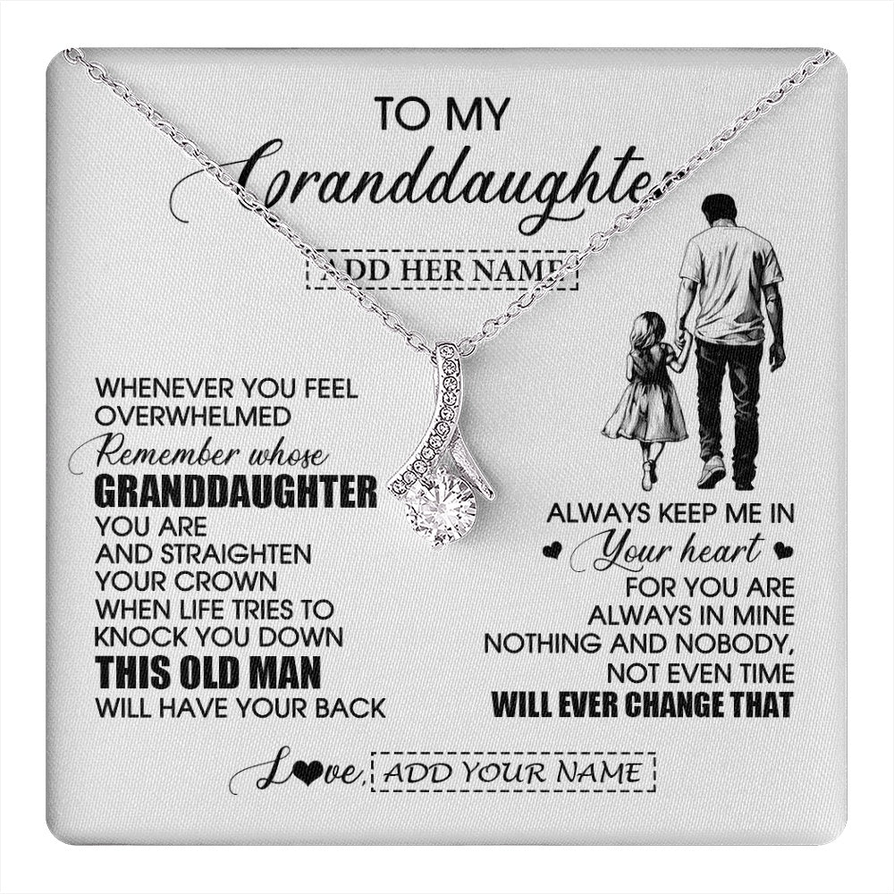Alluring Beauty Necklace 14K White Gold Finish | 1 | Personalized To My Granddaughter Gifts Necklace From Grandpa Papa Whenever Man Unique Birthday Gifts For Granddaughter Christmas Gift Box Message Card | teecentury.myshopify