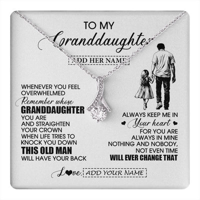 Alluring Beauty Necklace 14K White Gold Finish | 1 | Personalized To My Granddaughter Gifts Necklace From Grandpa Papa Whenever Man Unique Birthday Gifts For Granddaughter Christmas Gift Box Message Card | teecentury.myshopify