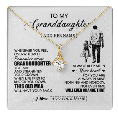Alluring Beauty Necklace 18K Yellow Gold Finish | 1 | Personalized To My Granddaughter Gifts Necklace From Grandpa Papa Whenever Man Unique Birthday Gifts For Granddaughter Christmas Gift Box Message Card | teecentury.myshopify