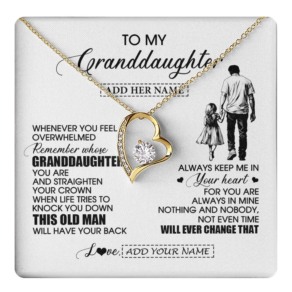 Forever Love Necklace 18K Yellow Gold Finish | 1 | Personalized To My Granddaughter Gifts Necklace From Grandpa Papa Whenever Man Unique Birthday Gifts For Granddaughter Christmas Gift Box Message Card | teecentury.myshopify