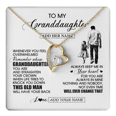 Forever Love Necklace 18K Yellow Gold Finish | 1 | Personalized To My Granddaughter Gifts Necklace From Grandpa Papa Whenever Man Unique Birthday Gifts For Granddaughter Christmas Gift Box Message Card | teecentury.myshopify