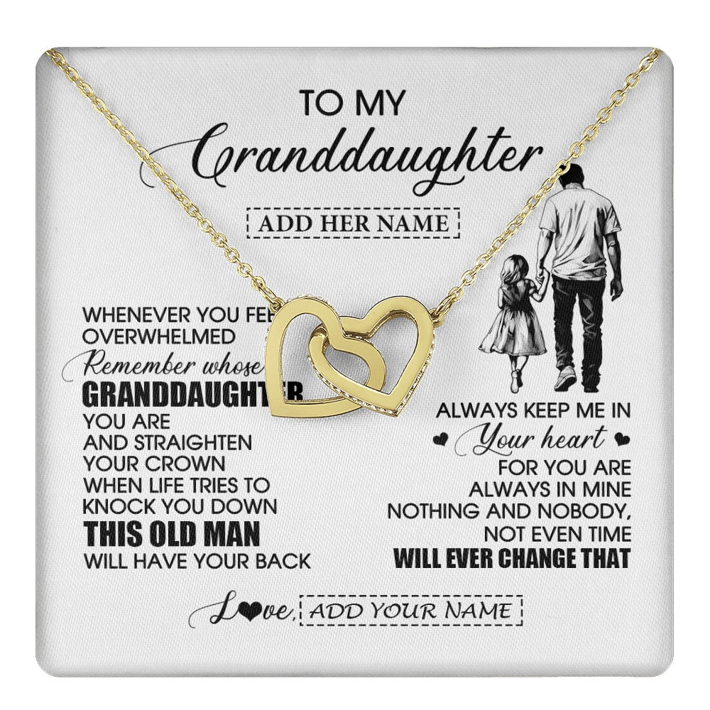 Interlocking Hearts Necklace 18K Yellow Gold Finish | 1 | Personalized To My Granddaughter Gifts Necklace From Grandpa Papa Whenever Man Unique Birthday Gifts For Granddaughter Christmas Gift Box Message Card | teecentury.myshopify
