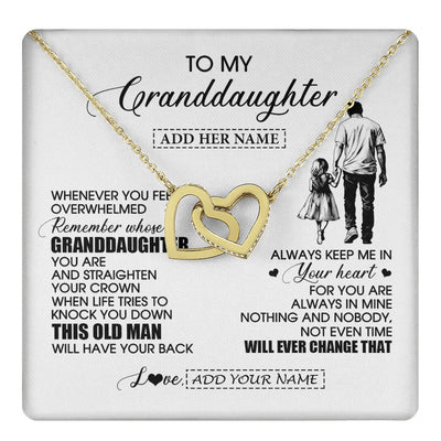Interlocking Hearts Necklace 18K Yellow Gold Finish | 1 | Personalized To My Granddaughter Gifts Necklace From Grandpa Papa Whenever Man Unique Birthday Gifts For Granddaughter Christmas Gift Box Message Card | teecentury.myshopify